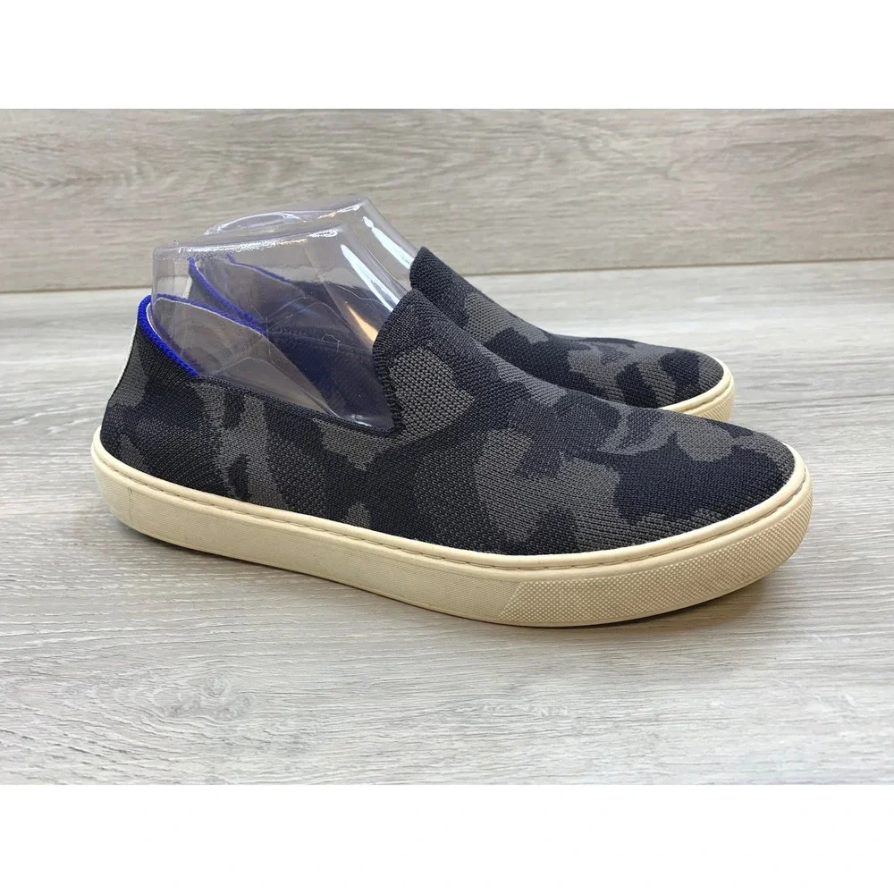 Rothys The Sneaker Women's Shadow Camo Grey Black 8.5 Slip On Comfort Shoes